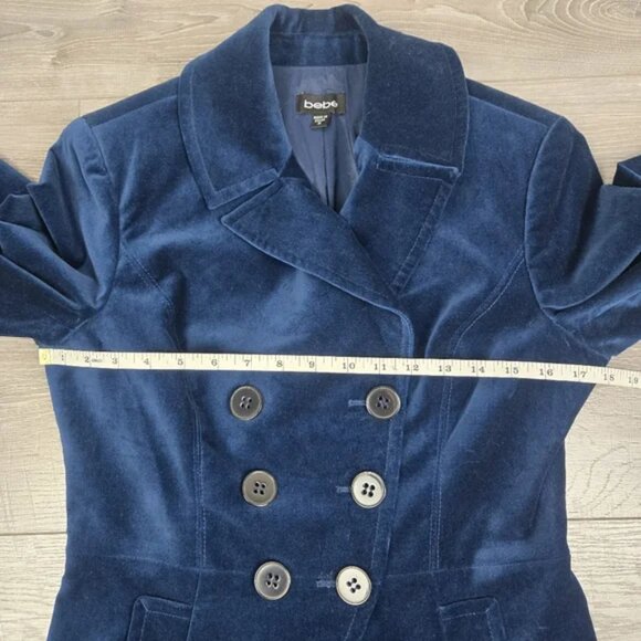 Bebe Blue Velvet Double Breasted Blazer Size Medium - Picture 15 of 17